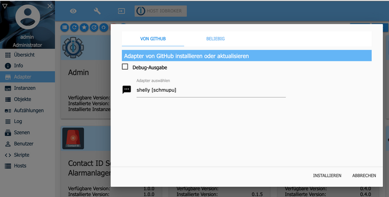 Adapter installieren