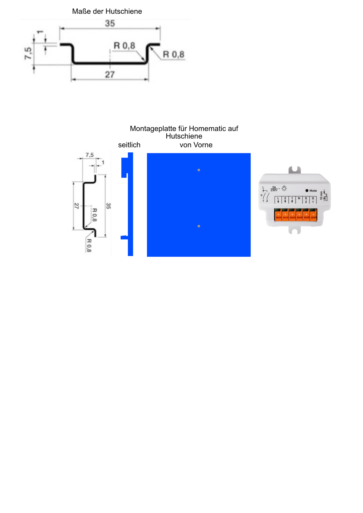 Montageplatte Homematic SChaltaktor auf Hutschiene.png