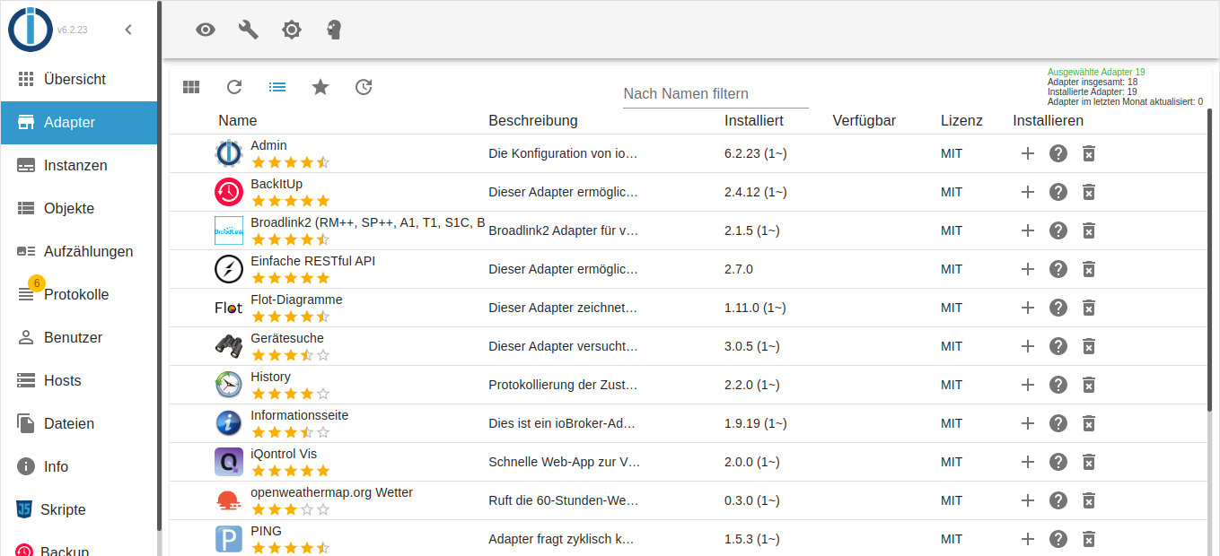 Keine Adapter im IoBroker